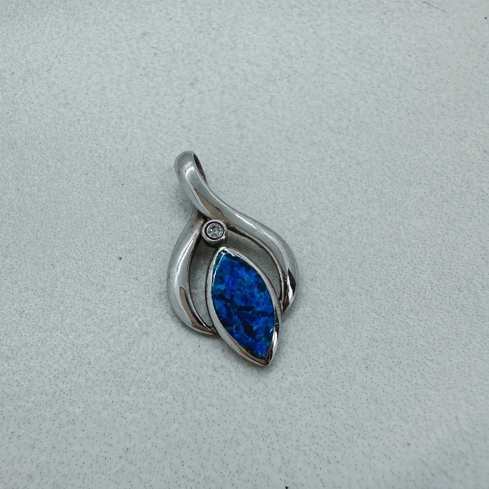 Vintage opal and white sapphire pendant